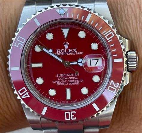 red rolex|Rolex red submariner for sale.